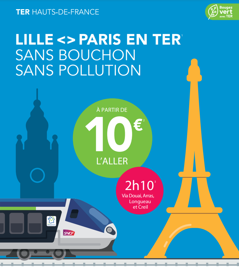 Des billets TER LILLE - PARIS à 10 € le week-end