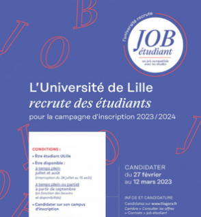 Job étudiant : L'Université de Lille recrute des étudiants pour la campagne d'inscription 2023-2024
